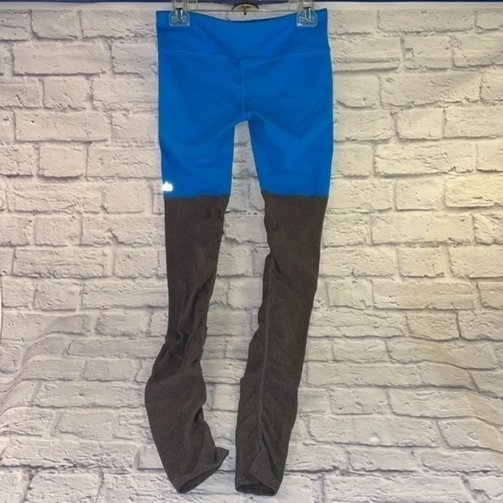 Alo Yoga Ice Goddess Ribbed Legging Blue Gray Extra Long Stretch Athletic Pants